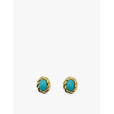 JENNIFER GIBSON JEWELLERY WOMENS JENNIFER GIBSON JEWELLERY PRE-LOVED JGJ CABOCHON TWIST GOLD-PLATED METAL EARRINGS