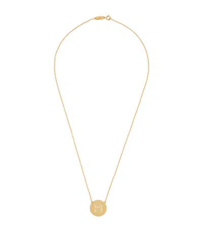 JENNIFER MEYER YELLOW GOLD AND DIAMOND M INITIAL NECKLACE