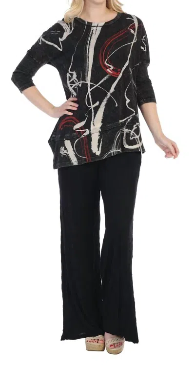 JESS & JANE MATILDA MINERAL WASHED DOLMAN SLEEVE COTTON TOP IN BLACK