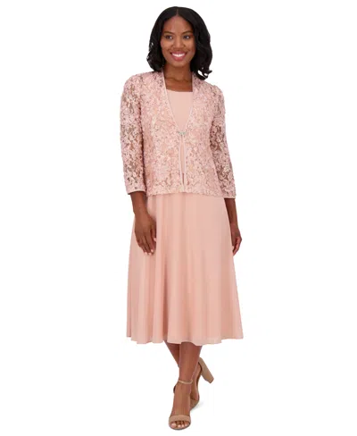 JESSICA HOWARD WOMEN'S SOUTACHE JACKET & JEWEL-NECK MIDI DRESS