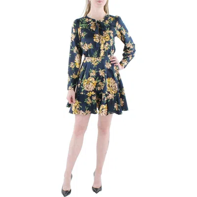 JESSICA SIMPSON DAVINA WOMENS FLORAL MINI FIT & FLARE DRESS