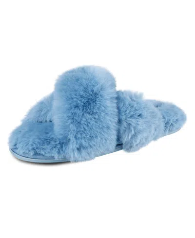 JESSICA SIMPSON WOMEN'S EXTRA SOFT HIGH PLUSH CROSS BAND SLIDE SLIPPERS