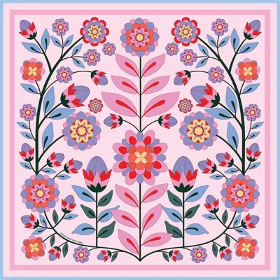 JESSIE ZHAO NEW YORK DOUBLE SIDED WOOL SILK SCARF OF PINK GARDEN