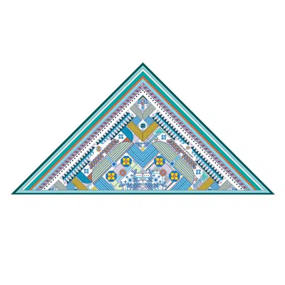 JESSIE ZHAO NEW YORK DOUBLE SIDED WOOL SILK TRIANGLE SCARF OF SHAPES RECONSTRUCTION