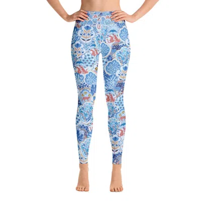 JESSIE ZHAO NEW YORK HIGH WAIST YOGA LEGGINGS IN BLUE JUNGLE