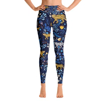 JESSIE ZHAO NEW YORK HIGH WAIST YOGA LEGGINGS IN BLUE LEOPARDS