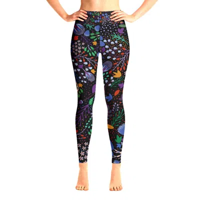 JESSIE ZHAO NEW YORK HIGH WAIST YOGA LEGGINGS IN NIGHT DREAMING OF GARDEN