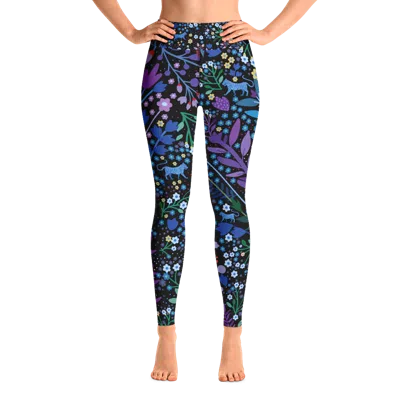 JESSIE ZHAO NEW YORK HIGH WAIST YOGA LEGGINGS IN NIGHT GARDEN