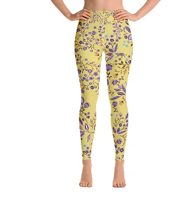 JESSIE ZHAO NEW YORK HIGH WAIST YOGA LEGGINGS IN YELLOW GARDEN