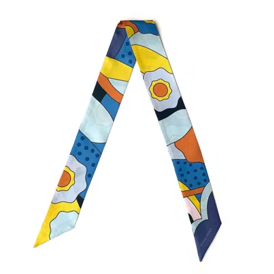 JESSIE ZHAO NEW YORK SILK SKINNY SCARF OF OCEAN IMAGINATION