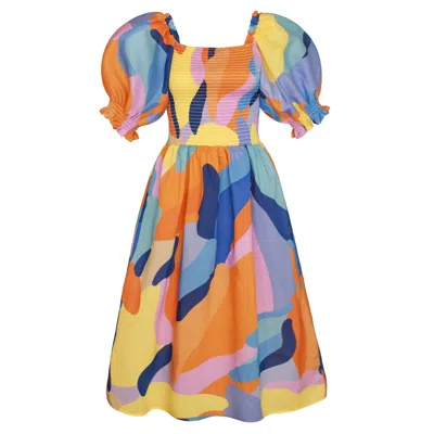 JESSIE ZHAO NEW YORK WOMEN'S TROPICAL LOVE SMOCKED MIDI DRESS