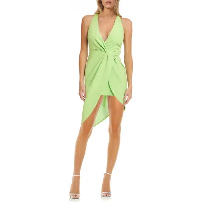 JEWEL BADGLEY MISCHKA JEWEL BADGLEY MISCHKA FRONT TWIST ASYMMETRIC HALTER DRESS