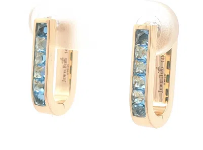 JEWELBIRD WOMEN'S GOLD / BLUE BLUE TOPAZ U-SHAPED EARRINGS