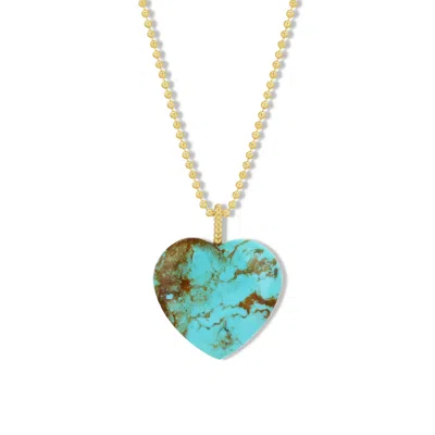JEWELBIRD WOMEN'S GOLD / BLUE TURQUOISE HEART NECKLACE