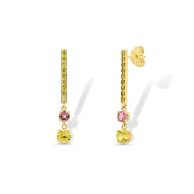 JEWELBIRD WOMEN'S YELLOW / GOLD YELLOW DIAMOND & SAPPHIRE EARRINGS