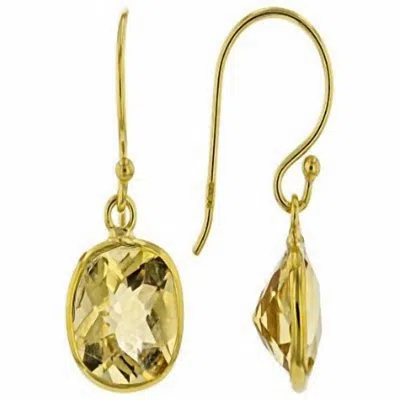 JEWELIT WOMEN'S CITRINE CUSHION CUT DANGLE EARRINGS IN GOLD
