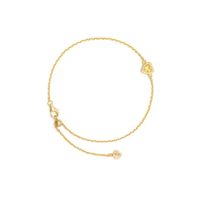 JIAYING WANG WJY STUDIO LONDON WOMEN'S YELLOW / ORANGE BIRTHSTONES CITRINE HEART GOLD PLATED ADJUSTABLE BRACELET / ANKLET