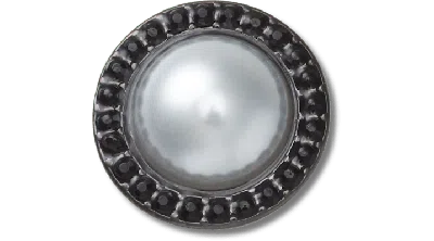 JIBBITZ PEARL WITH BLACK GEM BASE