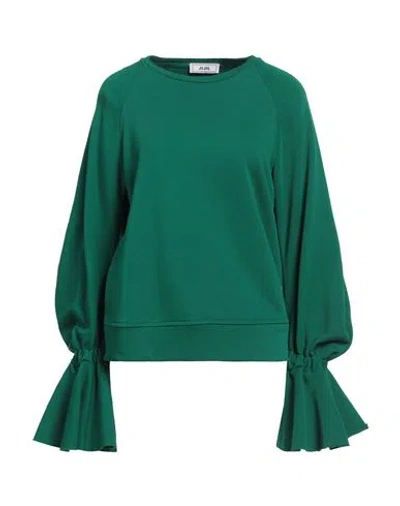 JIJIL JIJIL WOMAN SWEATSHIRT GREEN SIZE 8 COTTON, POLYESTER