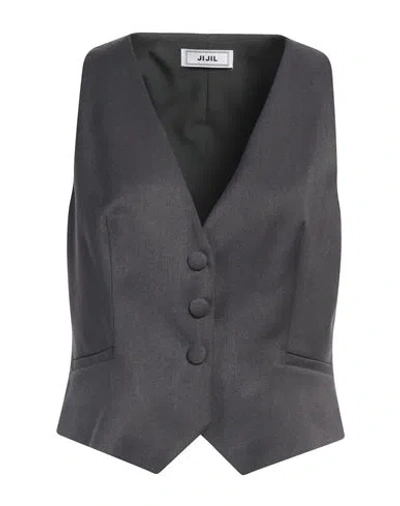 JIJIL JIJIL WOMAN TAILORED VEST CHARCOAL SIZE 8 POLYESTER, VISCOSE, ELASTANE