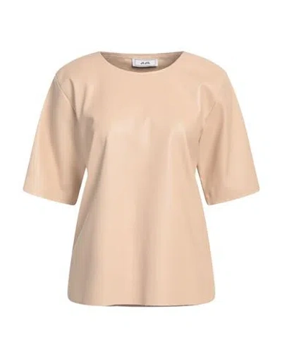 JIJIL JIJIL WOMAN TOP BEIGE SIZE 8 POLYESTER, POLYURETHANE COATED