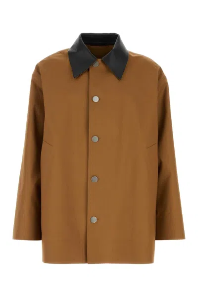 JIL SANDER JIL SANDER CARAMEL COTTON TRENCH COAT