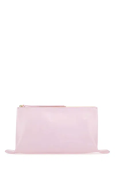 JIL SANDER JIL SANDER PASTEL PINK LEATHER MEDIUM CLUTCH