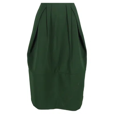 JIL SANDER BIGLIA CREPE MIDI SKIRT IN GREEN POLYESTER