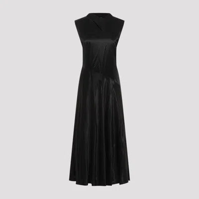 JIL SANDER WOMEN BLACK CUPRO LONG DRESS, M LUXURY DRESSES FOR WOMEN DARVEYS