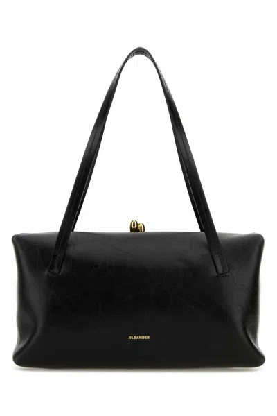 JIL SANDER BLACK LEATHER GOJI PILLOW HANDBAG