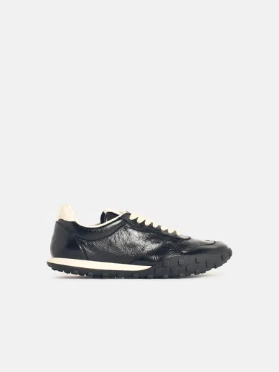 JIL SANDER BLACK LEATHER SNEAKERS