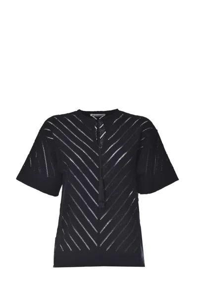 JIL SANDER JIL SANDER BLACK PERFORATED COTTON TOP
