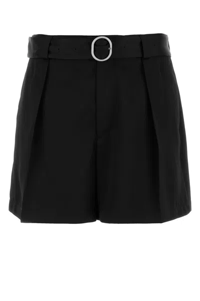 JIL SANDER BLACK VISCOSE BLEND BERMUDA SHORTS