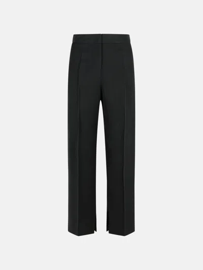 JIL SANDER BLACK VISCOSE BLEND TROUSERS
