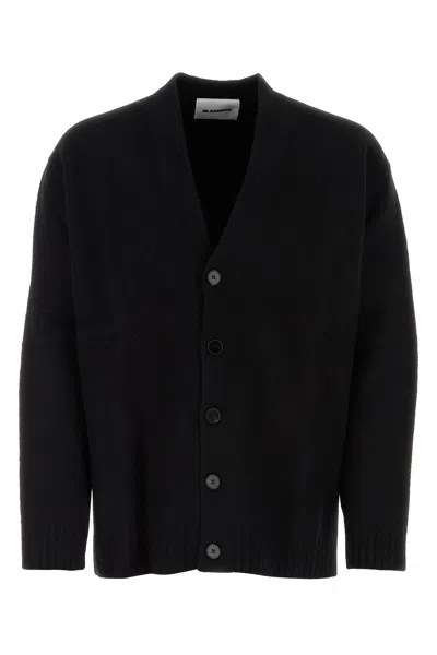 JIL SANDER BLACK WOOL CARDIGAN