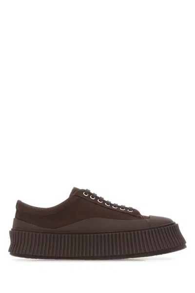 JIL SANDER BROWN CANVAS AND RUBBER SNEAKERS