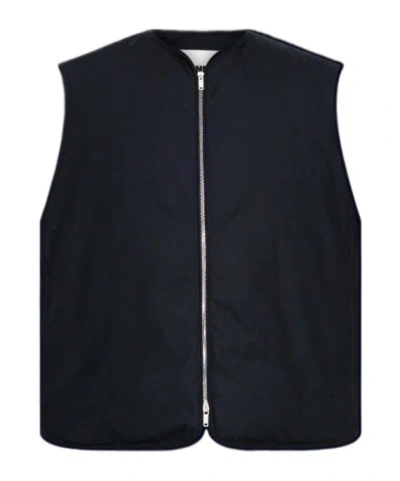 JIL SANDER JIL SANDER LOGO EMBROIDERED ZIP-UP GILET