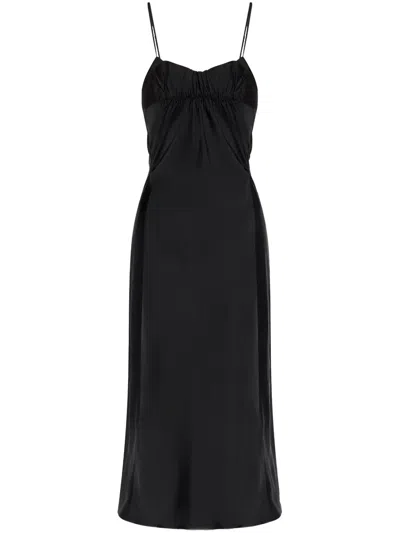 JIL SANDER GATHERED-BUSTIER MIDI DRESS