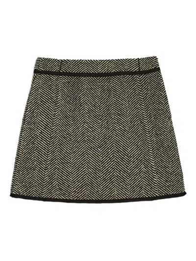 JIL SANDER HERRINGBONE-PATTERNED MINI SKIRT