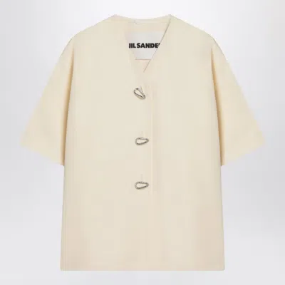 JIL SANDER JIL SANDER IVORY SILK BLEND SHIRT JACKET