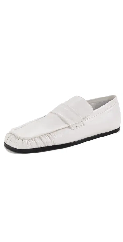 JIL SANDER LEATHER LOAFERS PORCELAIN