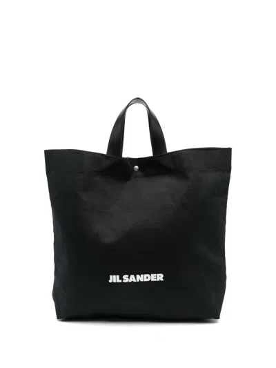JIL SANDER LOGO-PRINT CANVAS TOTE BAG
