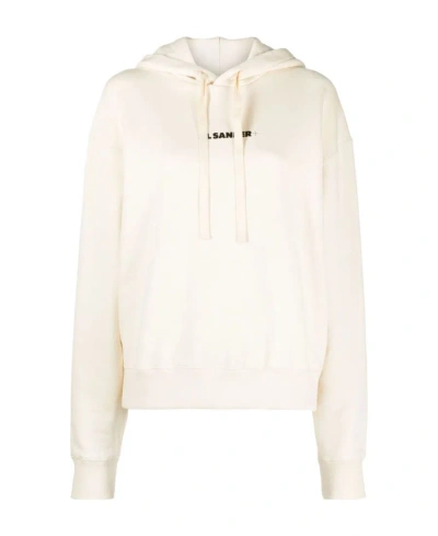 JIL SANDER JIL SANDER LOGO PRINTED DRAWSTRING HOODIE