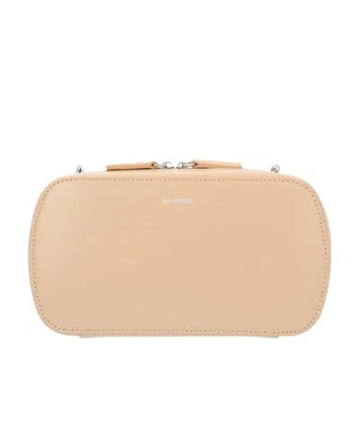 JIL SANDER JIL SANDER LOGO PRINTED ZIP-UP SHOULDER BAG