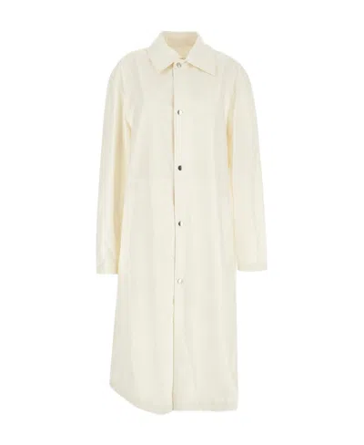 JIL SANDER LOGO-PRINT SINGLE-BREASTED COAT