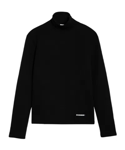 JIL SANDER JIL SANDER LOGO PATCH HIGH NECK SWEATSHIRT