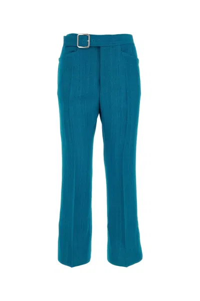 JIL SANDER PETROL BLUE VISCOSE BLEND PANT