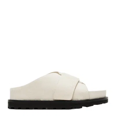JIL SANDER PLATFORM SHEARLING SLIDES