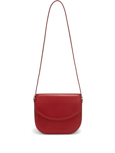 JIL SANDER WOMEN RED COIN MEDIUM LEATHER SHOULDER BAG, ONESIZE LUXURY SHOULDER BAGS FOR WOMEN DARVEYS