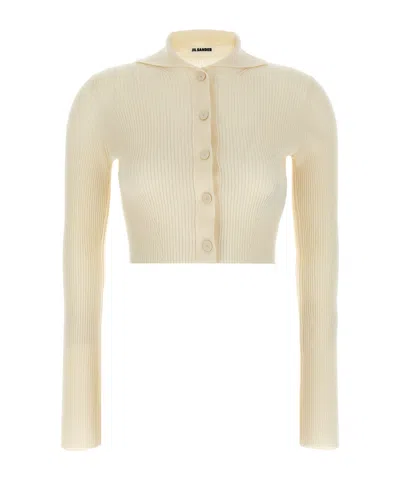 JIL SANDER JIL SANDER RIBBED CROPPED CARDIGAN